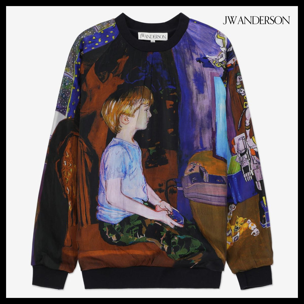 【J W ANDERSON】Printed Layered Sweatshirt Blue
