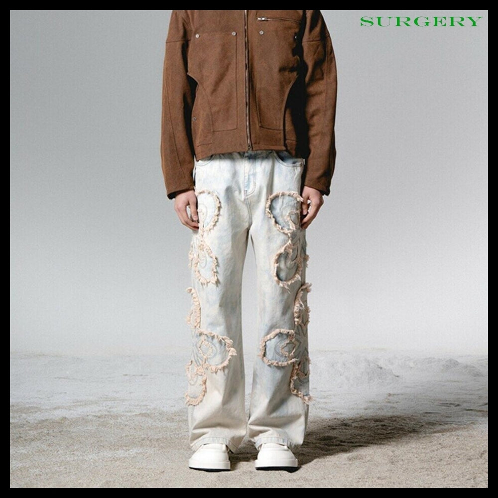 【SURGERY】CLOVER Logo Patch Jeans Cream