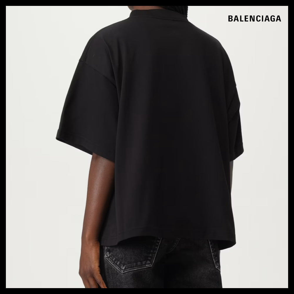 【BALENCIAGA】Paris Strass Cropped T-Shirt Oversized