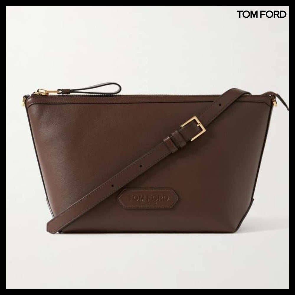 【TOM FORD】TRAPEZOID POUCH MESSENGER BROWN
