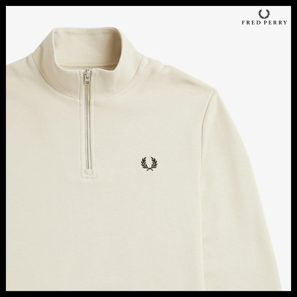 【FRED PERRY】Baseline Half Zip Sweatshirt V54 Oatmeal