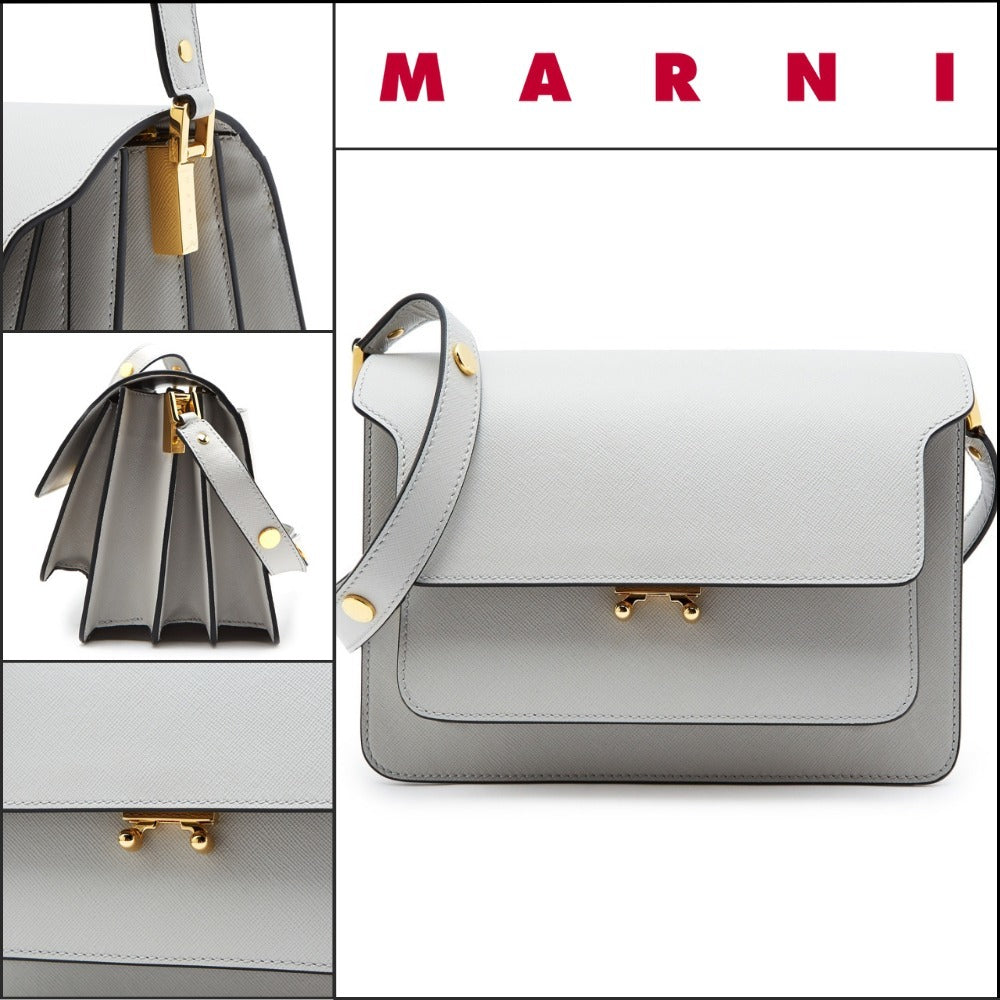 【MARNI】Grey Saffiano Medium Trunk Bag