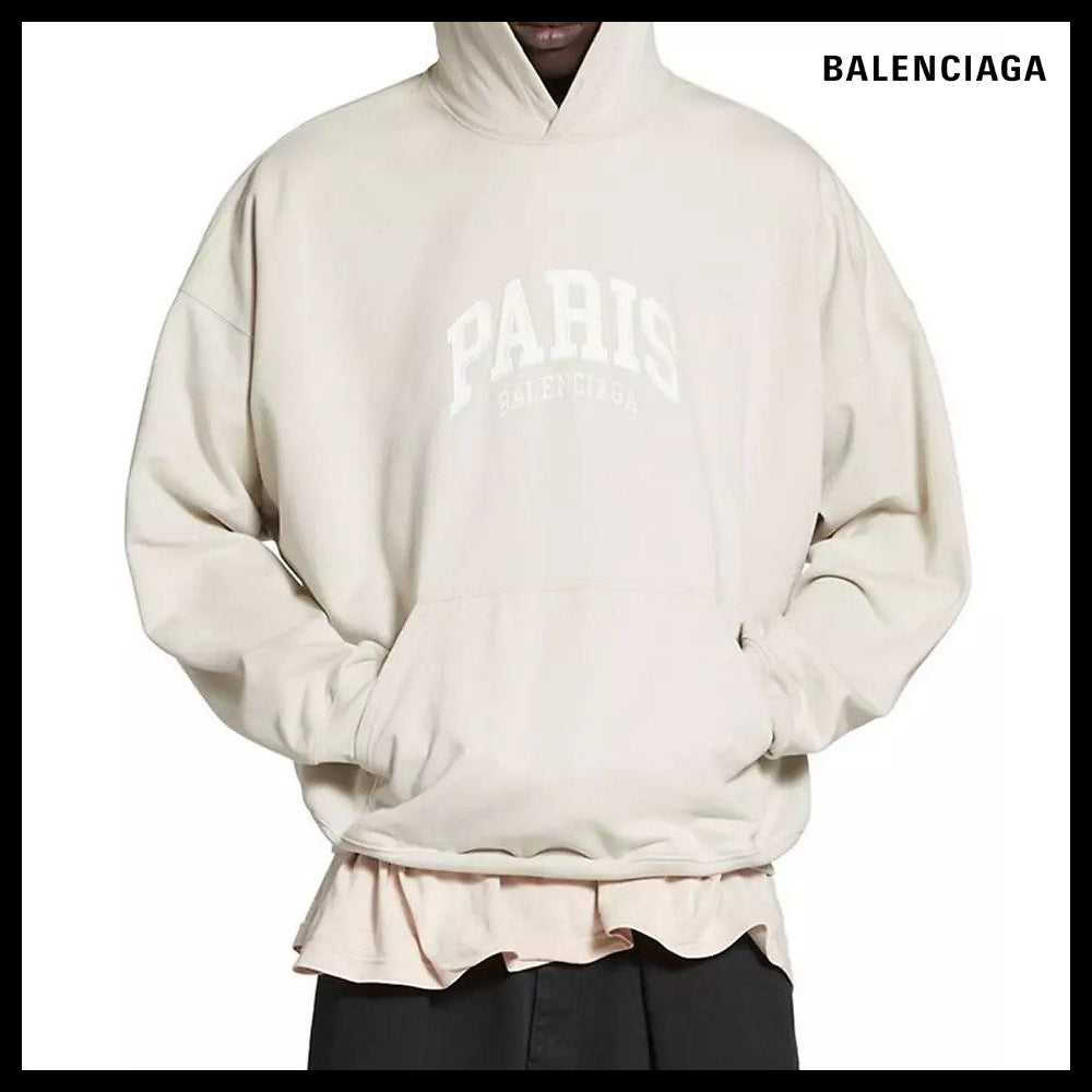 【BALENCIAGA】Cities Paris Hoodie Oversized Light Beige
