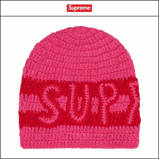 ★100%正規品保証 Supreme★ Crochet Logo Beanie Pink