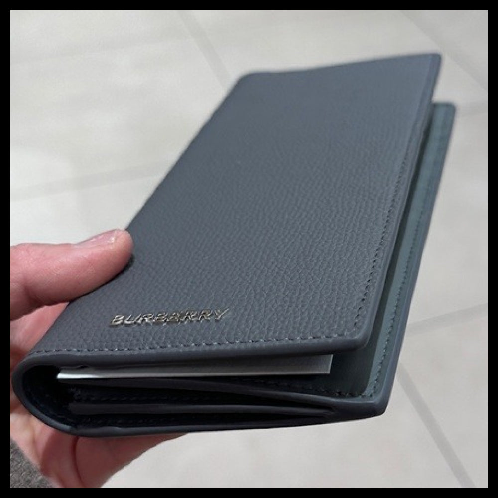 【Burberry】CAVENDISH Logo Grained LeatherFolding LongWallet