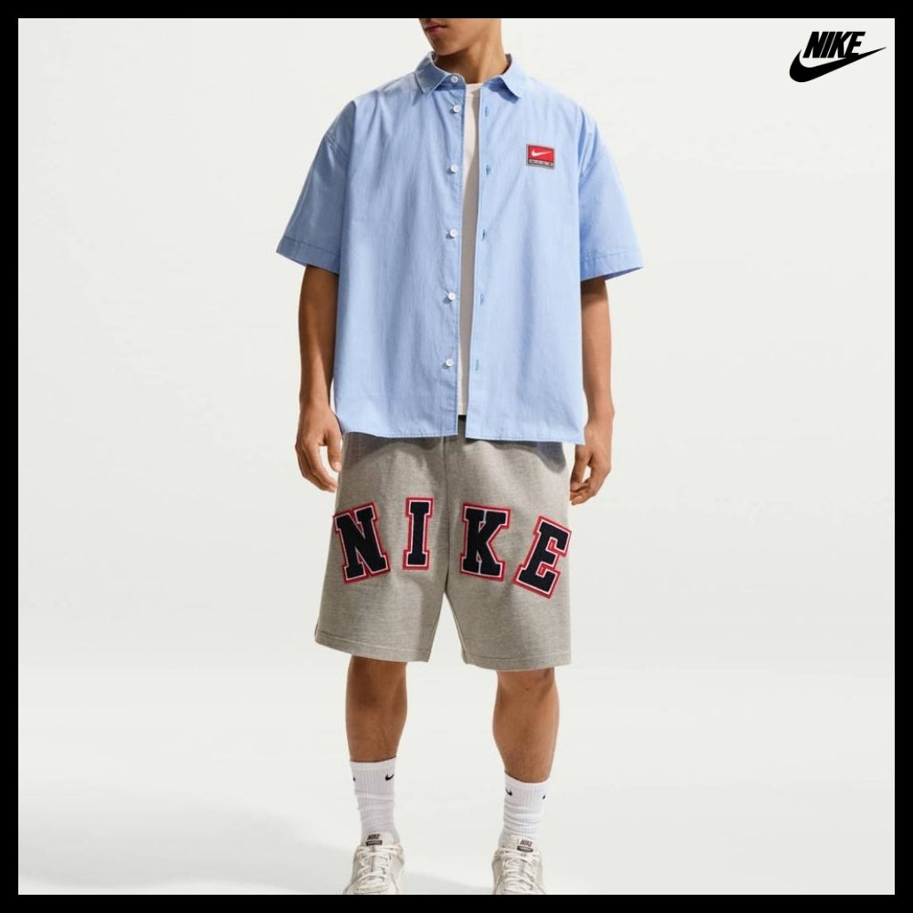 【Nike】LIFE SHORT SLEEVE BUTTON DOWN TOP PACIFIC BLUE WHITE