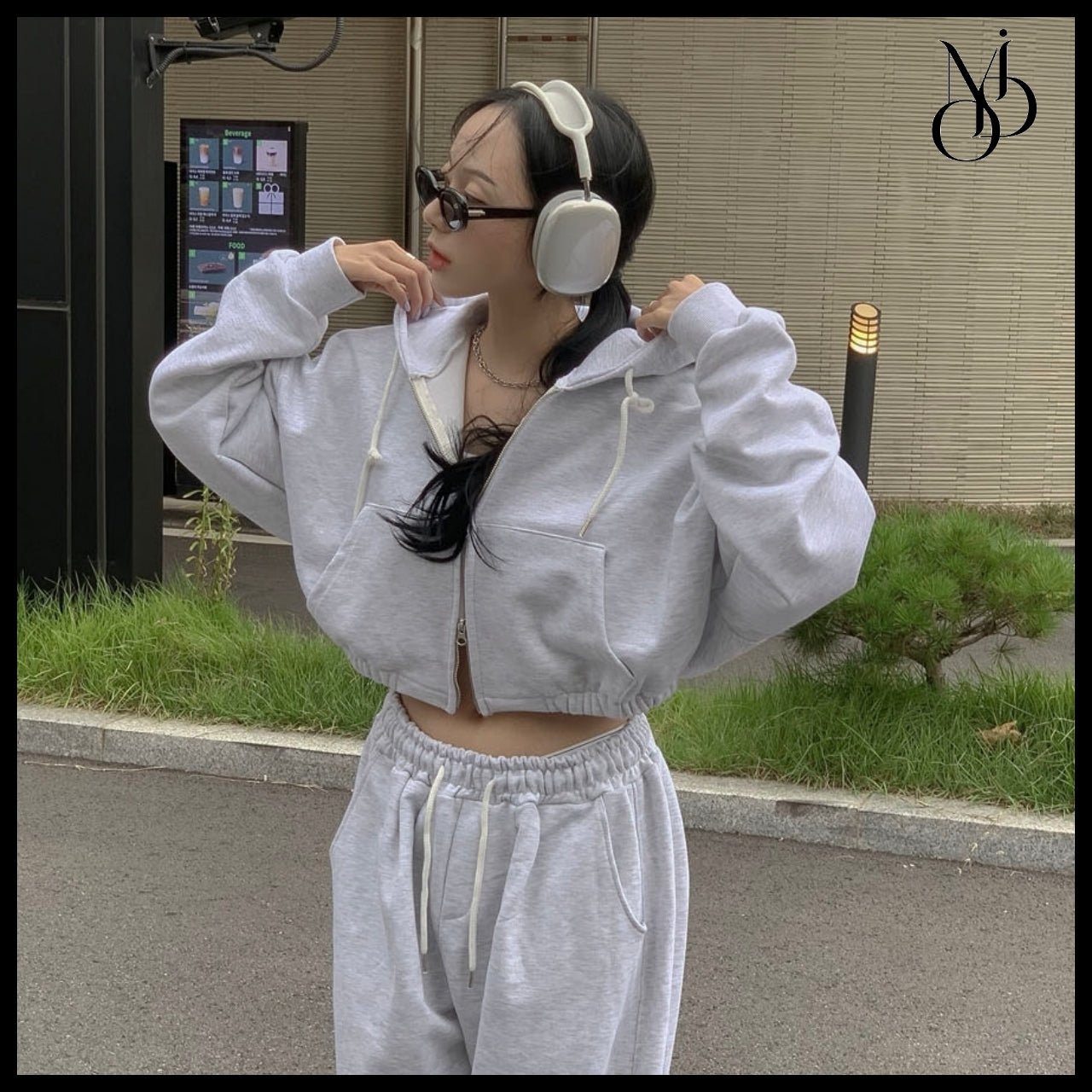 【MODIMOOD】Unisex Oversized Hoodie Two-Way Zip-Up JP
