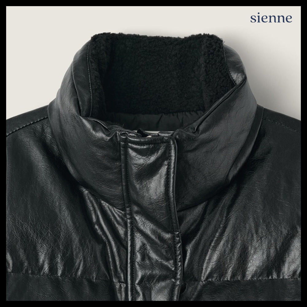 【SIENNE】Nuit Leather Goose-down Black