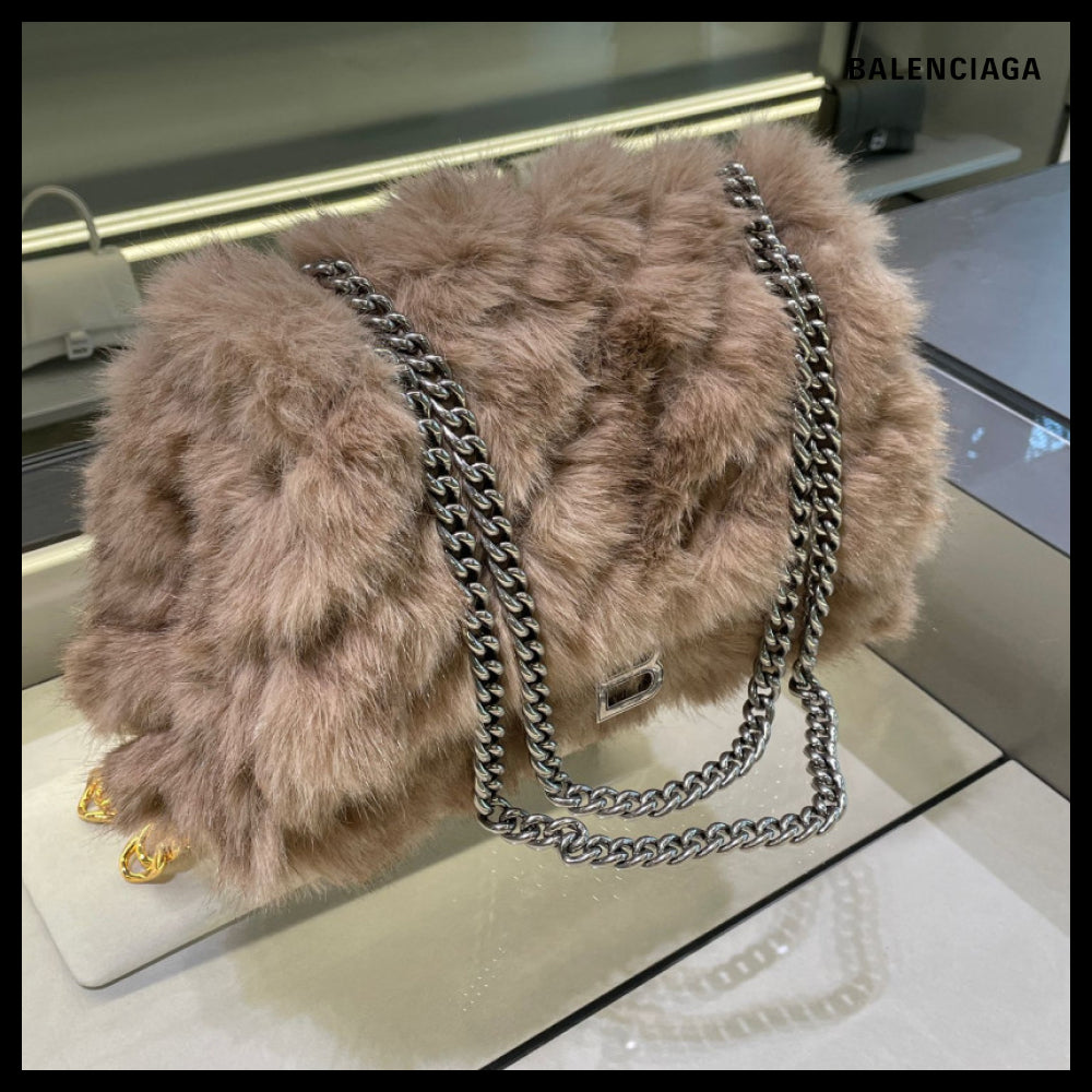 【BALENCIAGA】Crush Medium Chain Bag Fake Fur
