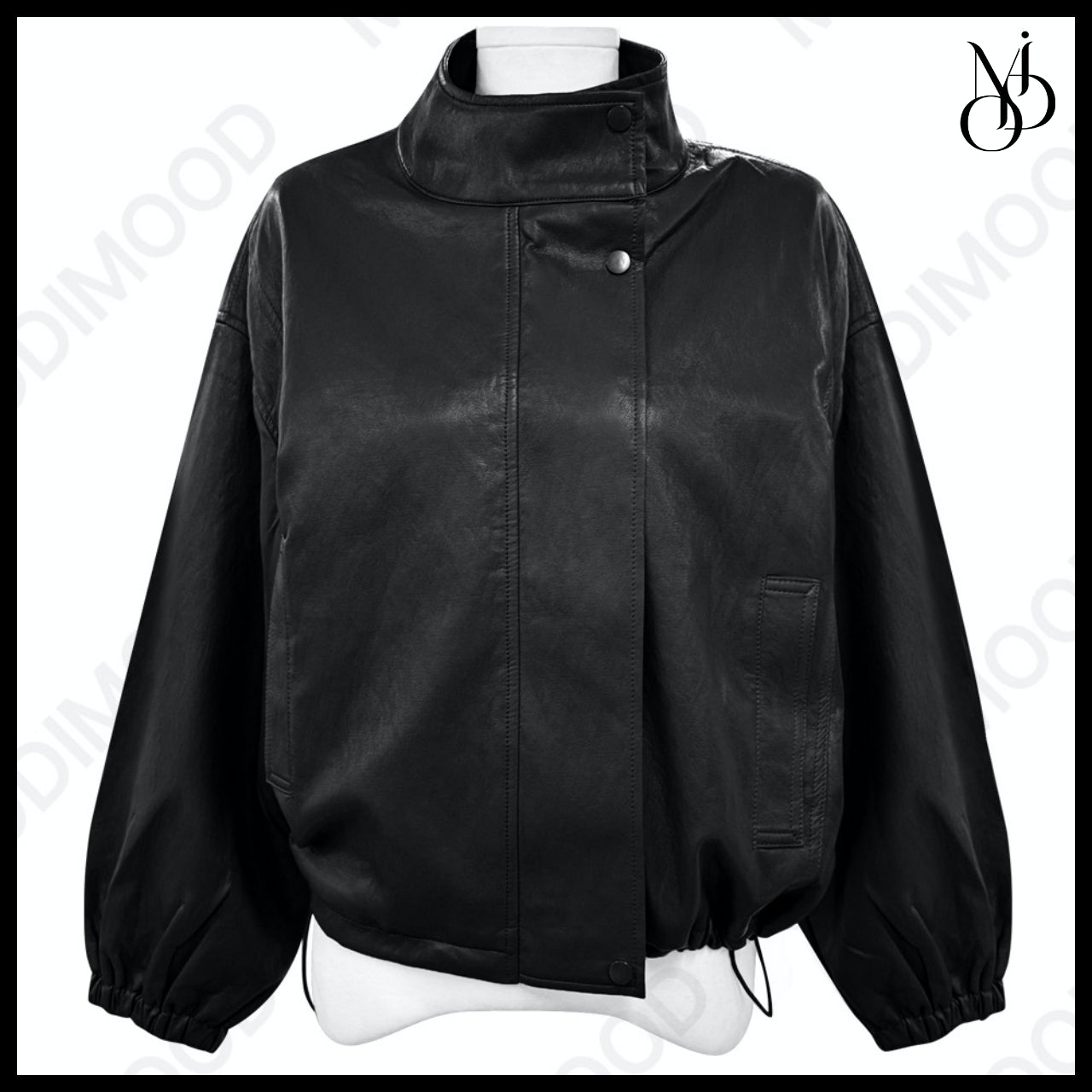 【MODIMOOD】Purple High Neck Leather Jacket 3 Colors