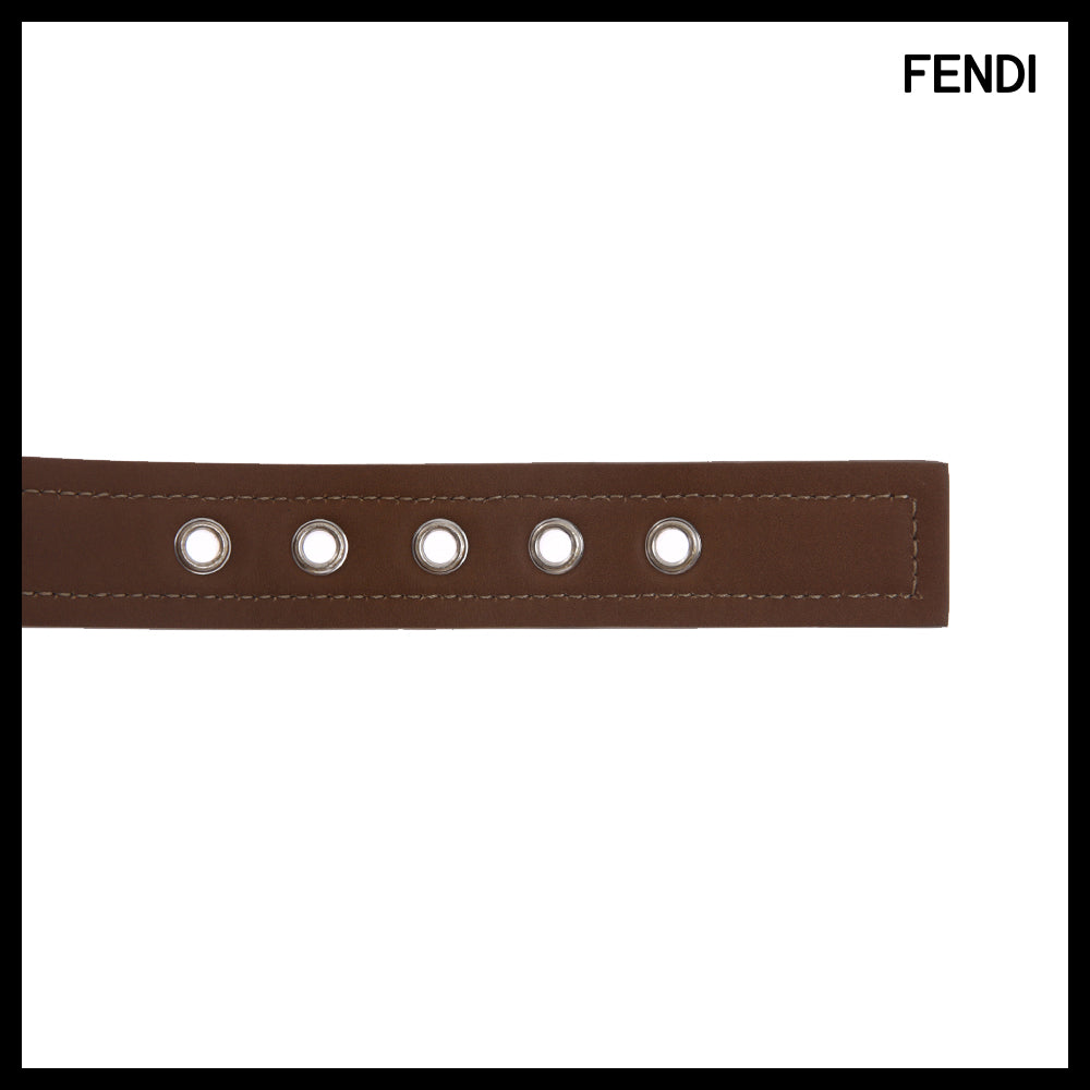 【Fendi】FF Name Plate Brown Pet Collar