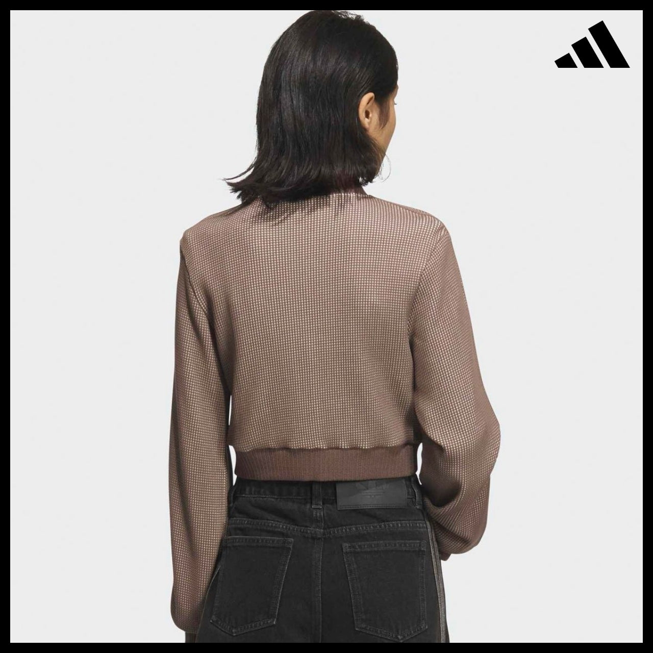 【ADIDAS】Crop Brown Track Top Short Zip Jacket
