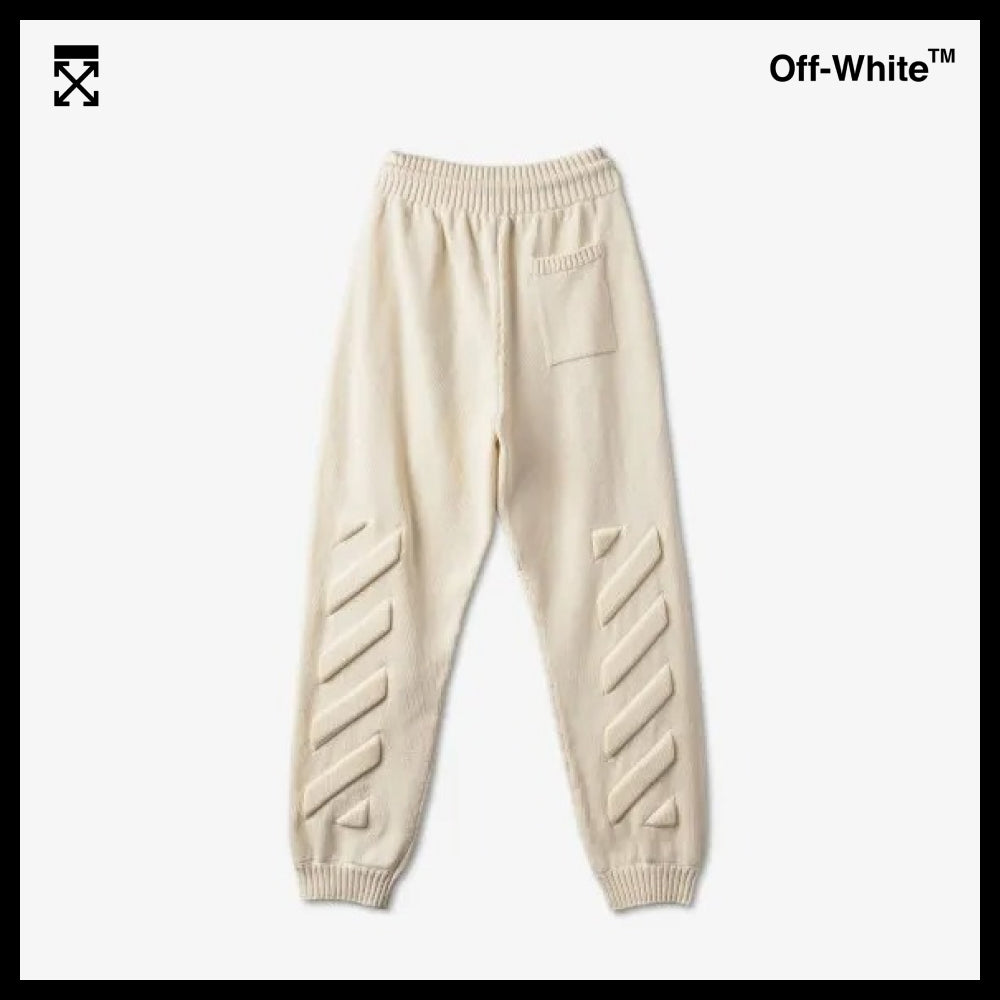 【Off-White】Diag Knit Pants Light Beige