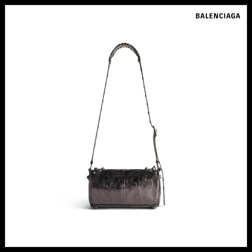 【BALENCIAGA】Le Cagole Men Cylinder Bag Metallized in Metal