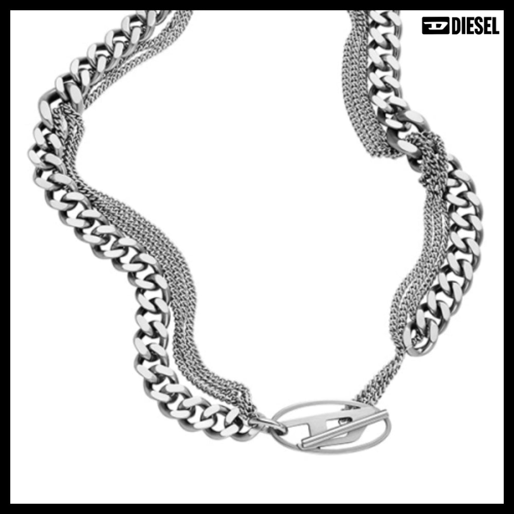 【DIESEL】Peekaboo Oval D Logo Chain Necklace