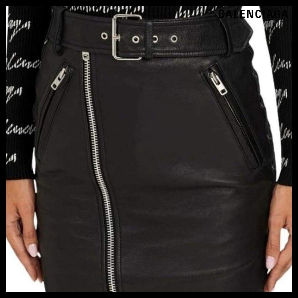 【Balenciaga】Leather Pencil Skirt
