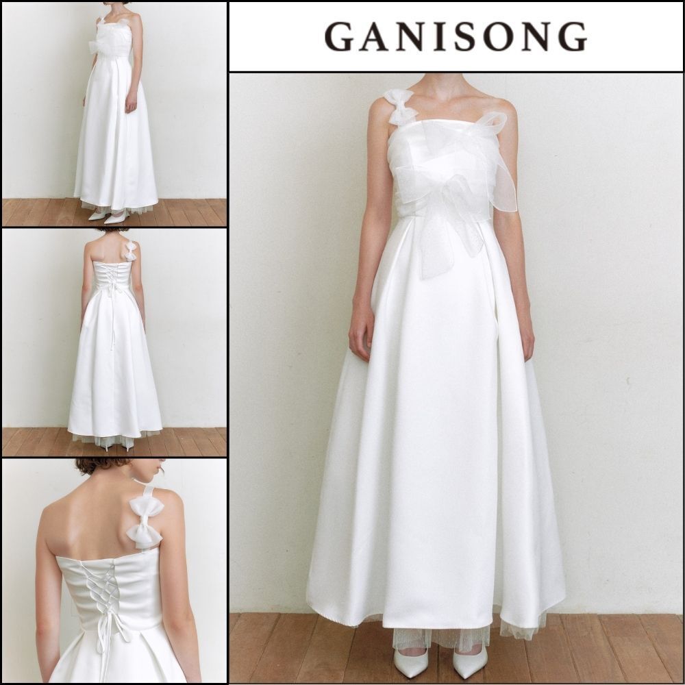 【GANISONG】Bridal Knotted Dress White