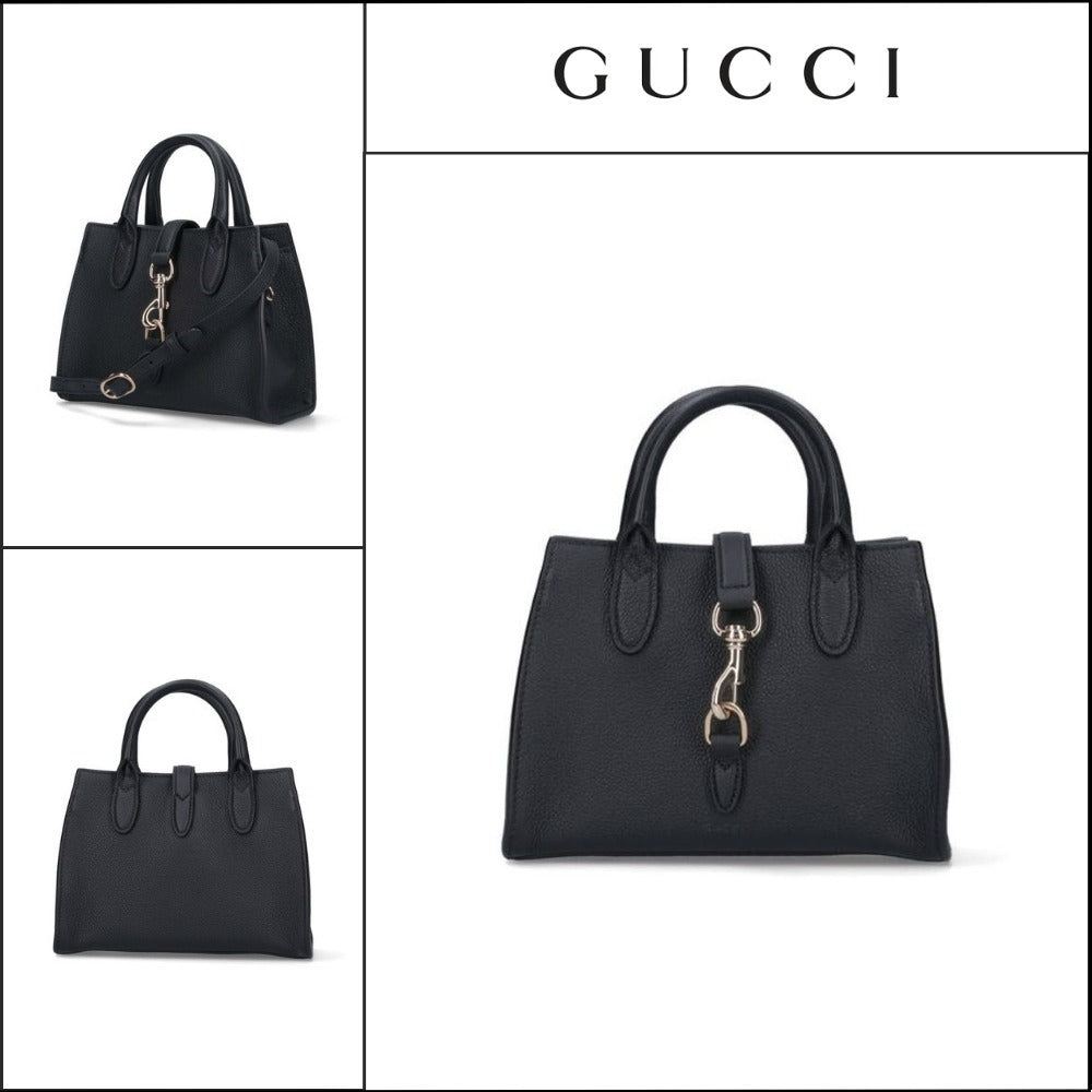【GUCCI】バックル ディテール レザー スモール トートバッグ