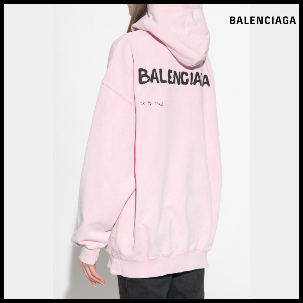 【BALENCIAGA】Hand Drawn Hoodie Medium Fit Pink