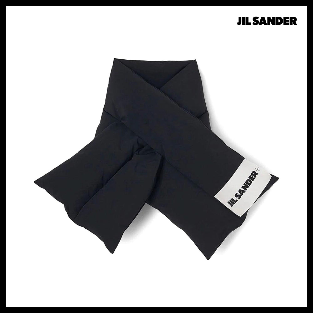 【JIL SANDER】Logo Label Stitch Padded Muffler in Black
