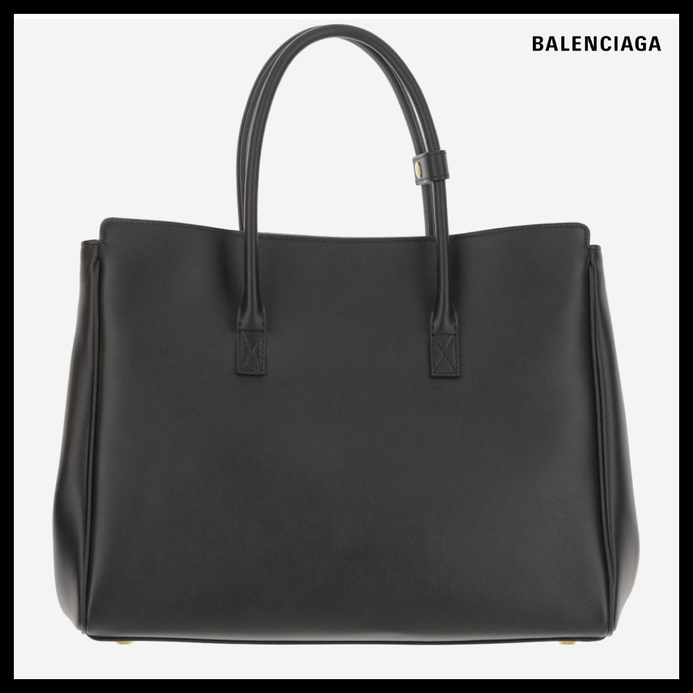 【BALENCIAGA】ブラックレザー スモール キャリーオール Hempton