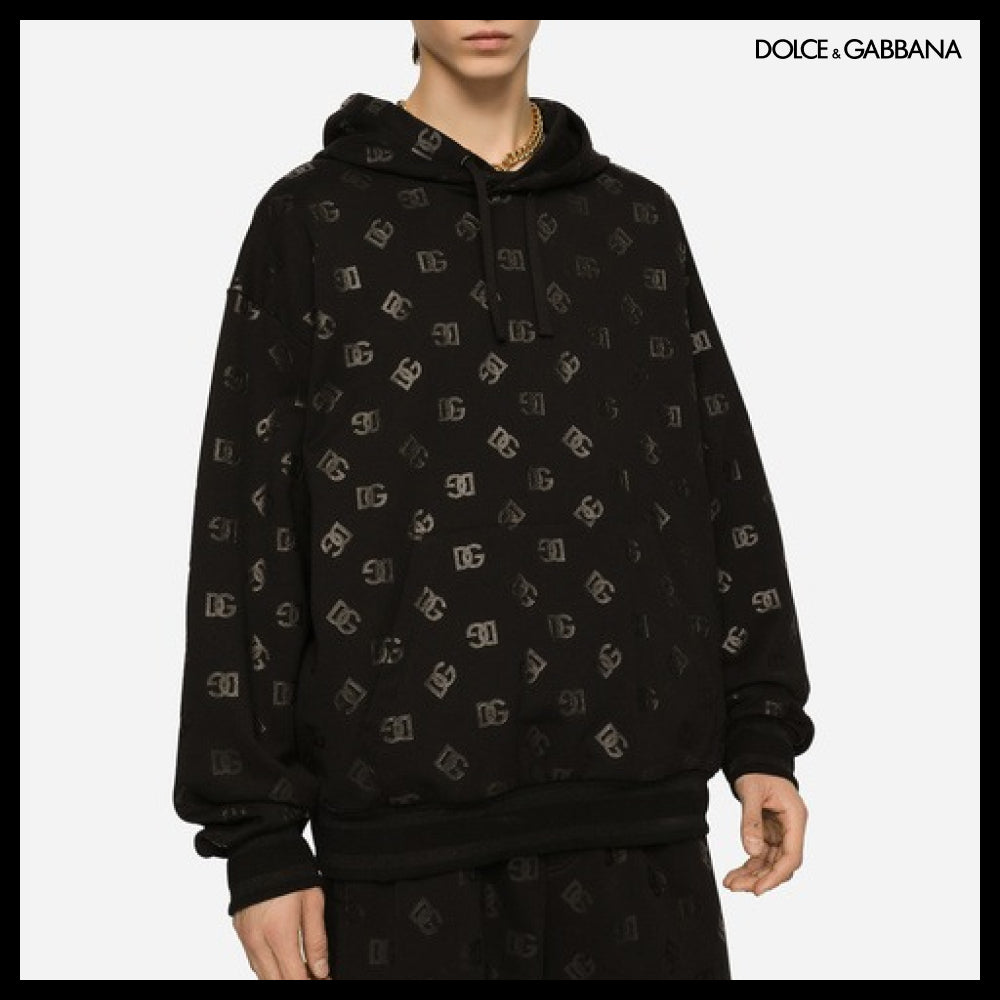 【Dolce & Gabbana】JERSEY HOODIE WITH DG PRINT
