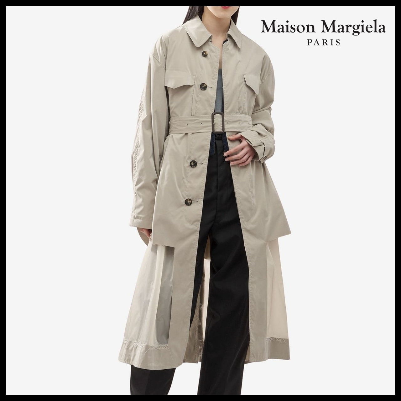 【Maison Margiela】Layered Trench Coat Sand