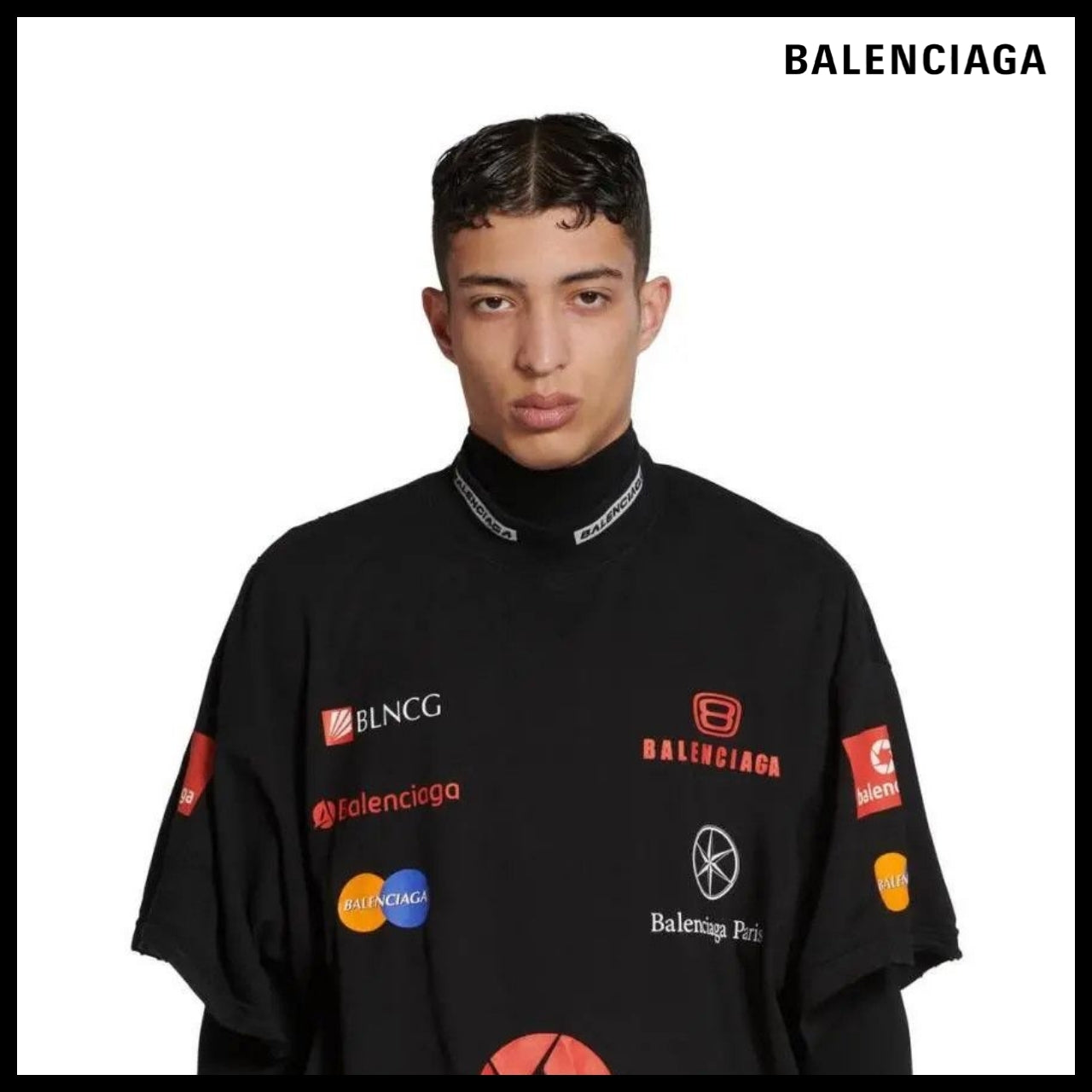 【BALENCIAGA】Top League T-Shirt Oversized Black