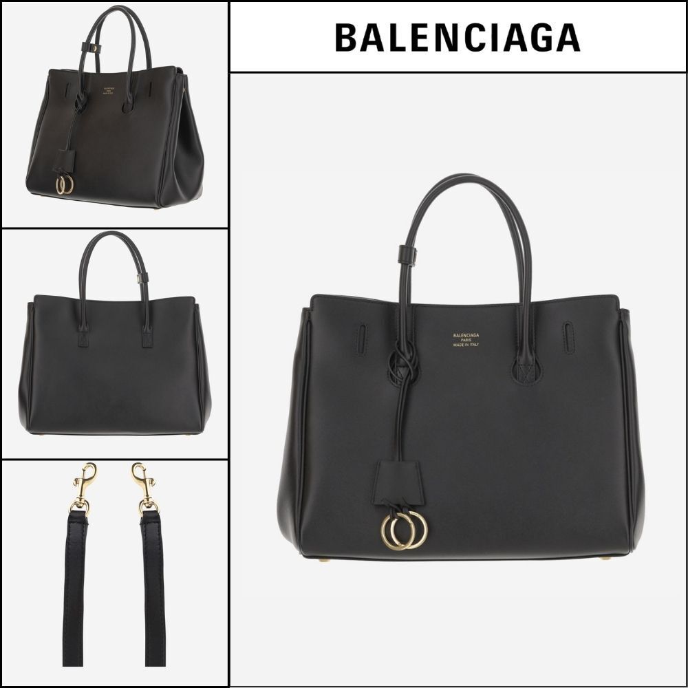 【BALENCIAGA】ブラックレザー スモール キャリーオール Hempton