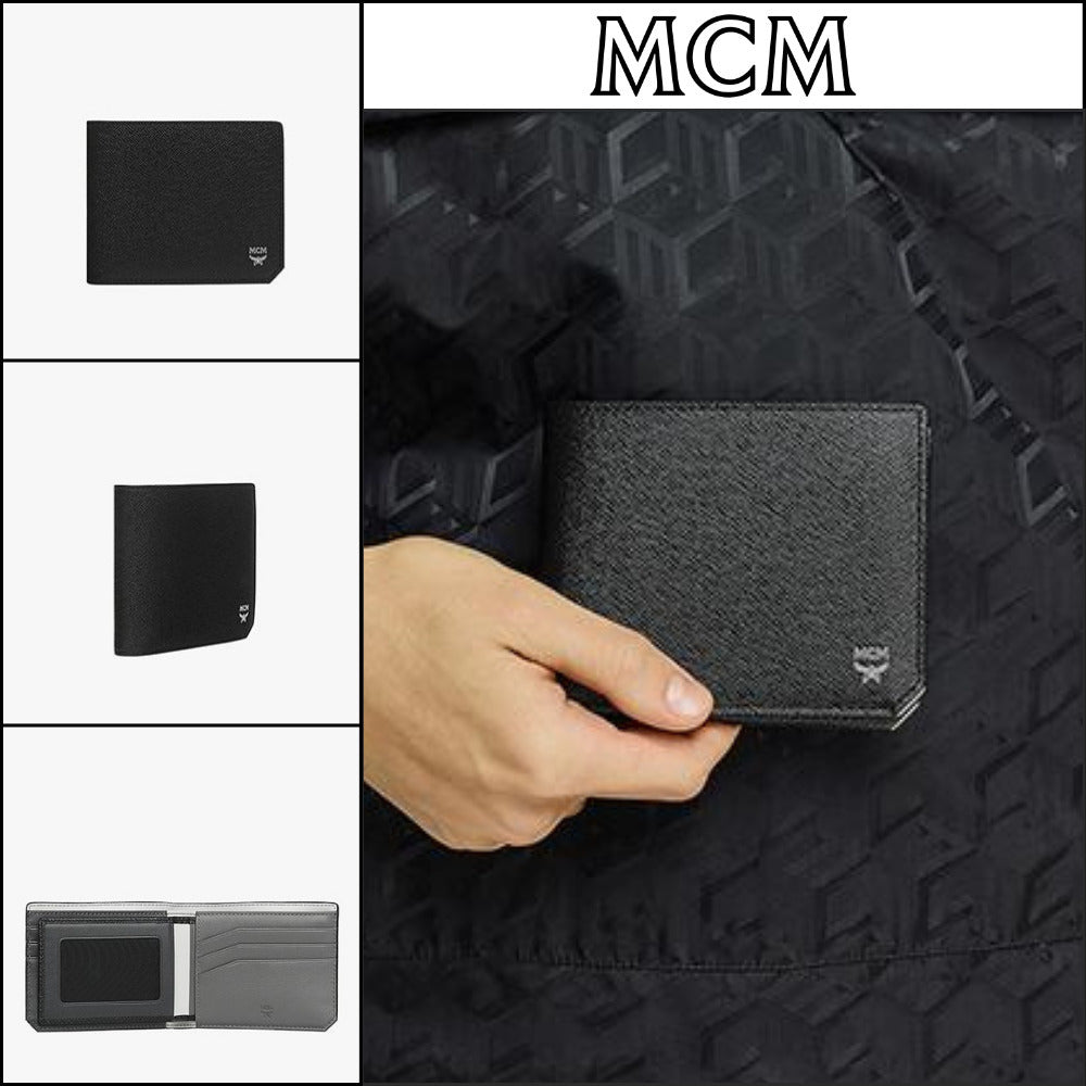 【MCM】New brick embossed leather card case bifold wallet