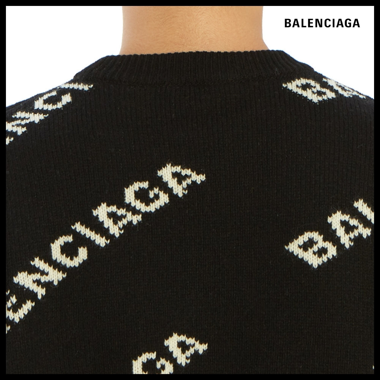 【BALENCIAGA】Allover Logo Sweater Black White