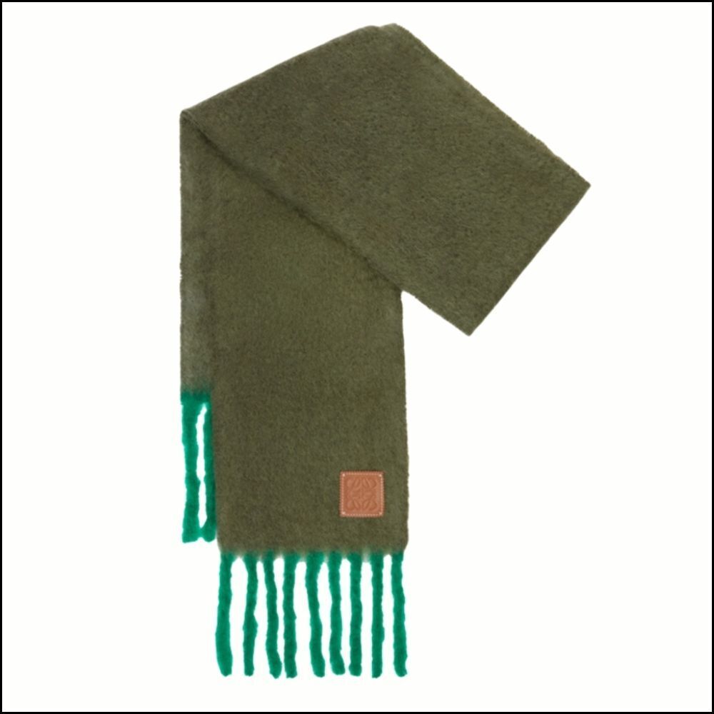 【LOEWE】Mohair Wool Muffler Khaki Green