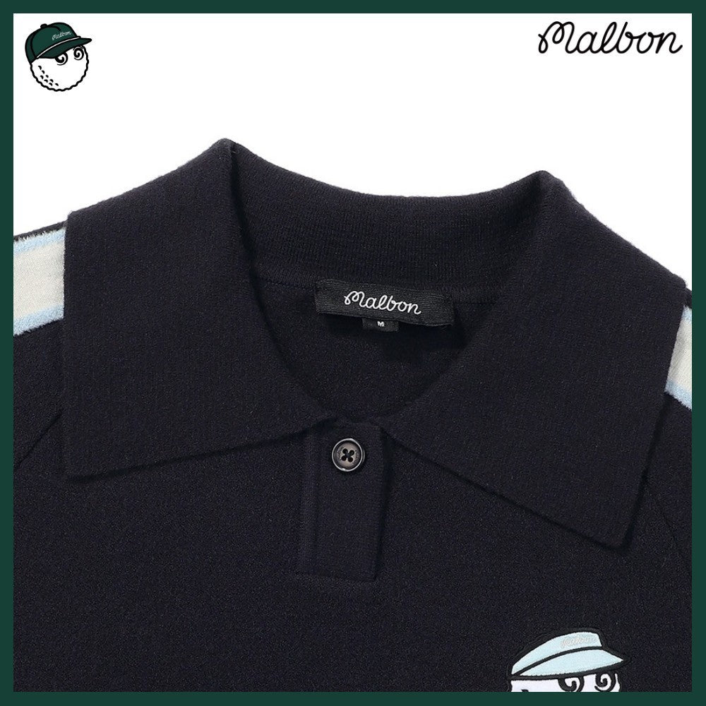 【MALBON GOLF】 SLEEVE CONTRAST COLLARED TOP WOMAN 2COLORS
