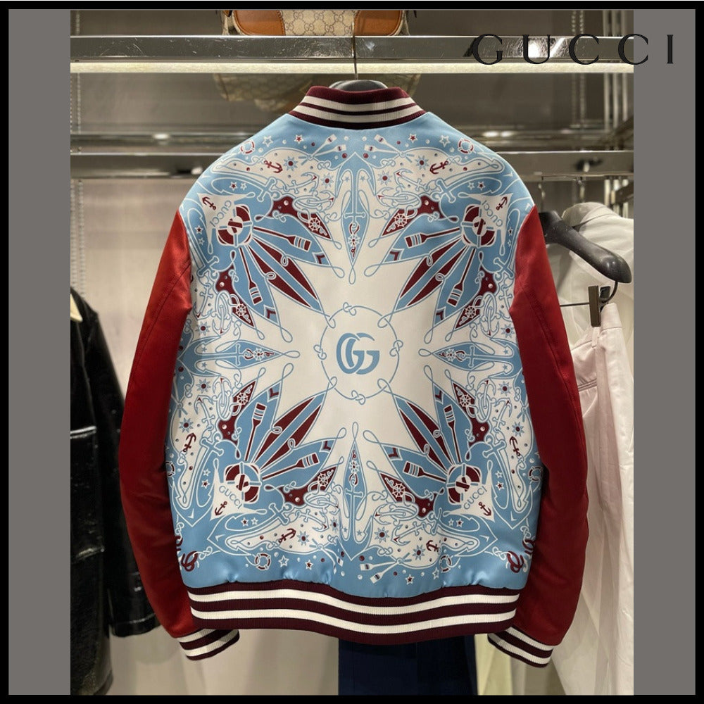 【GUCCI】Sailor Bandana Print Bomber Jacket White Multi