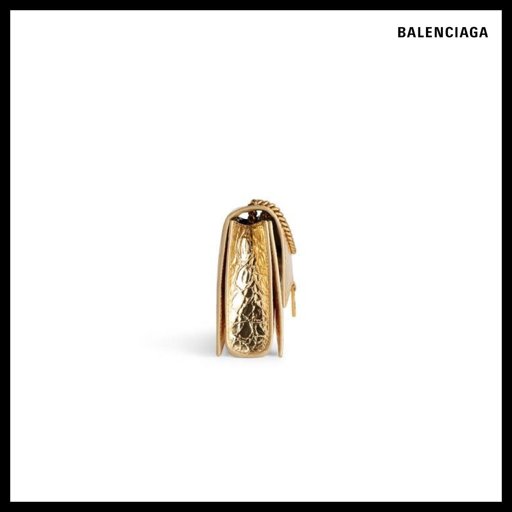 【BALENCIAGA】Crush XS Chain Bag Metallized Crocodile Emboss