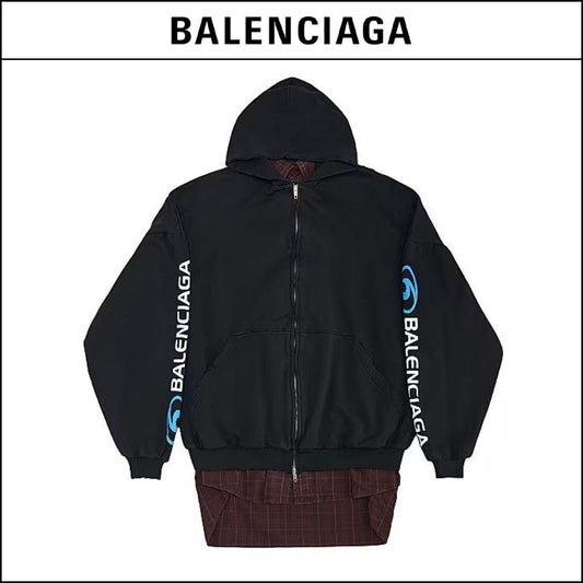 ★Balenciagaアウトレットセール★Surfer Layered Zip-Up Hoodie