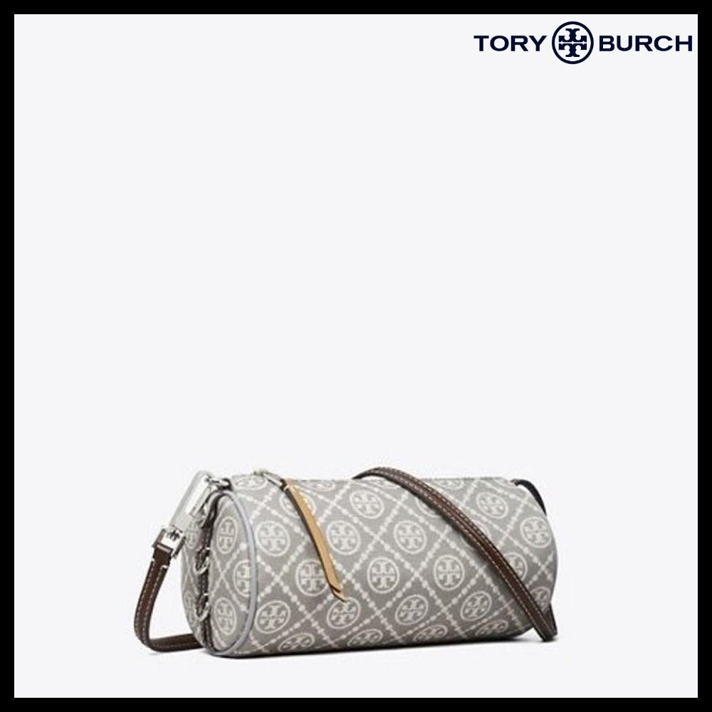 【Tory Burch】T Monogram Utility Cylinder Bag Gray