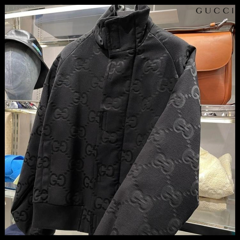 【GUCCI】Jumbo GG Canvas High-Neck Jacket Black