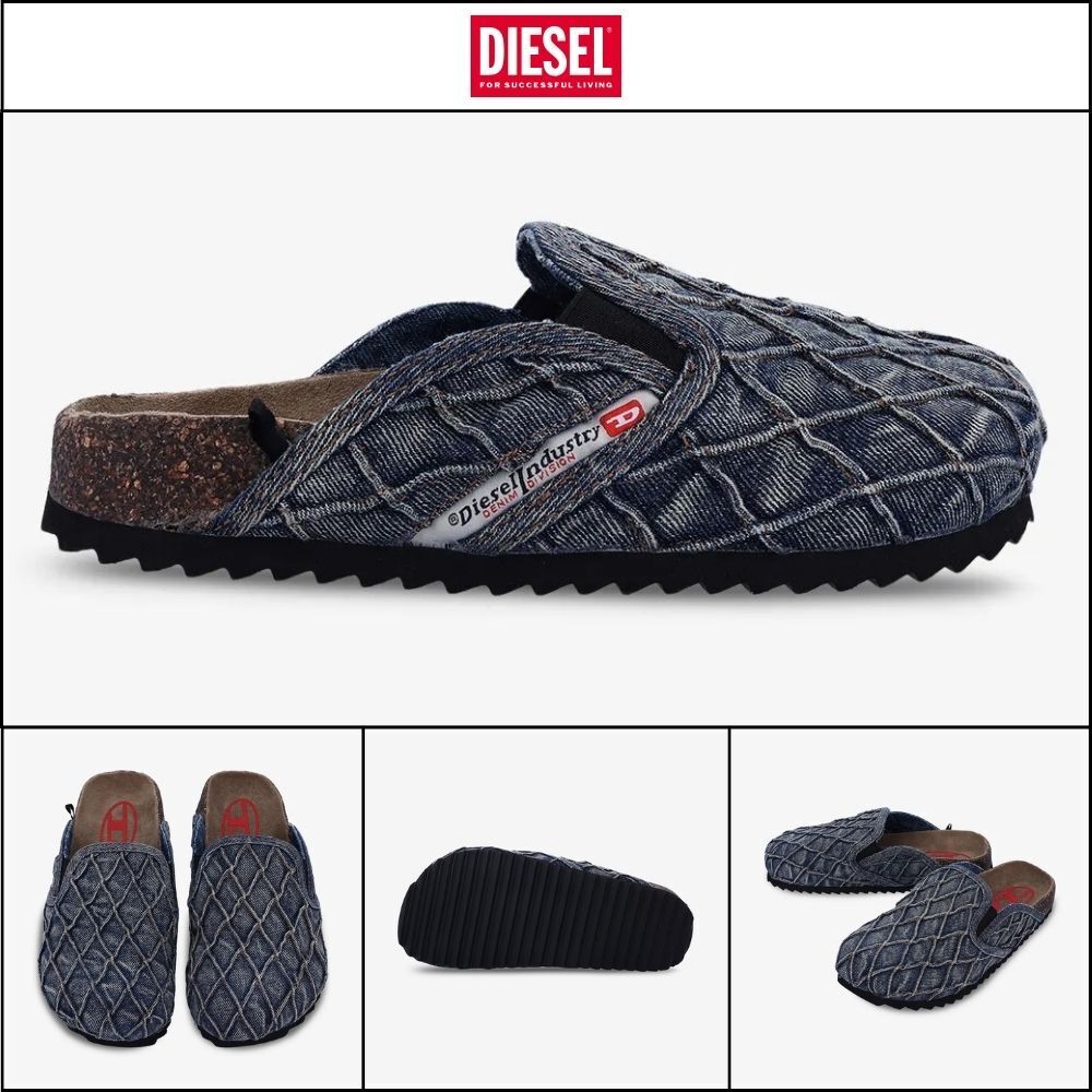 【DIESEL】Quilted Woodstock Slip-On - Blue Dirty Wash