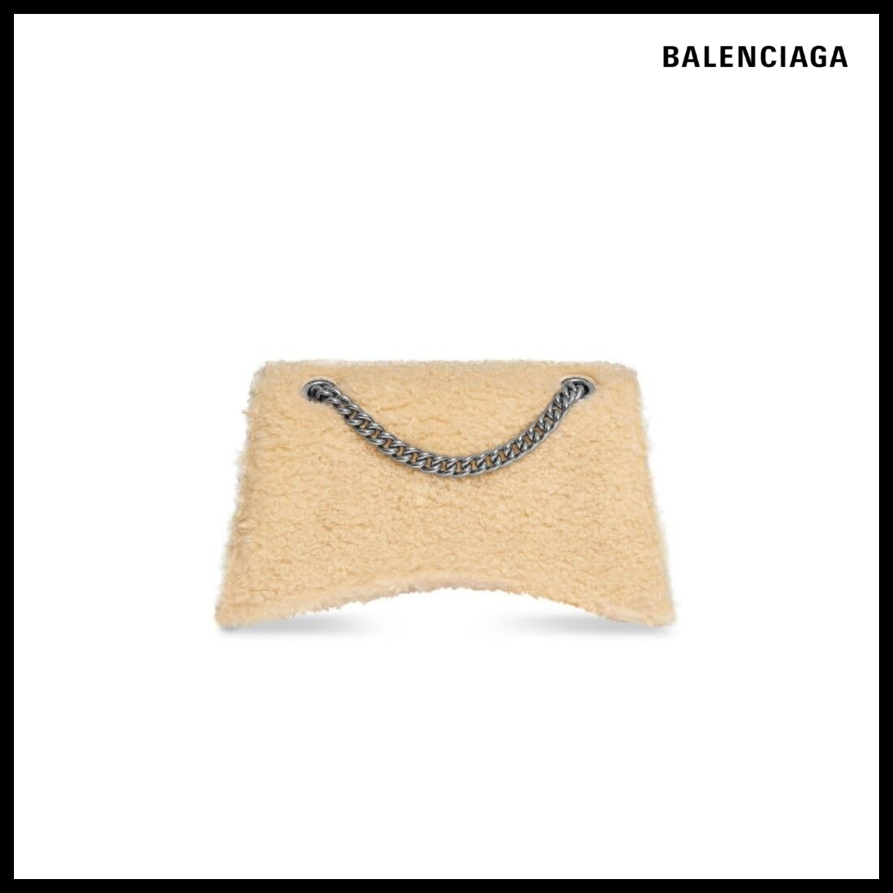 【BALENCIAGA】Crush Small Chain Bag Shearling Beige