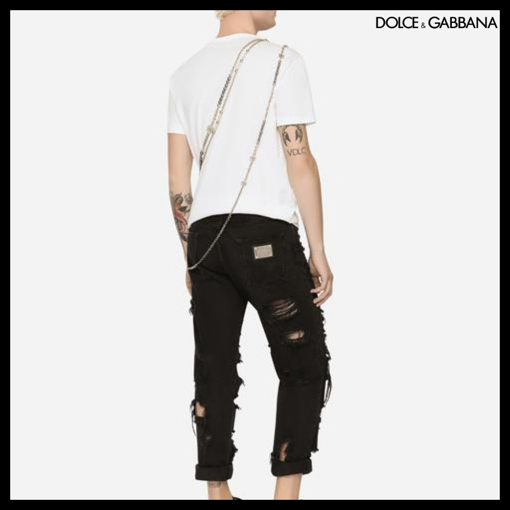 【Dolce&Gabbana】COTTON T SHIRT EMBOSSED LOGO WHITE