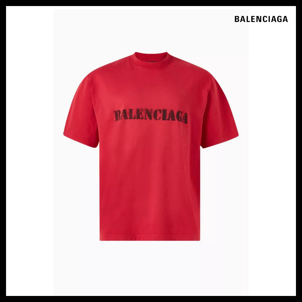 【BALENCIAGA】Stencil Type Medium Fit T-Shirt Red