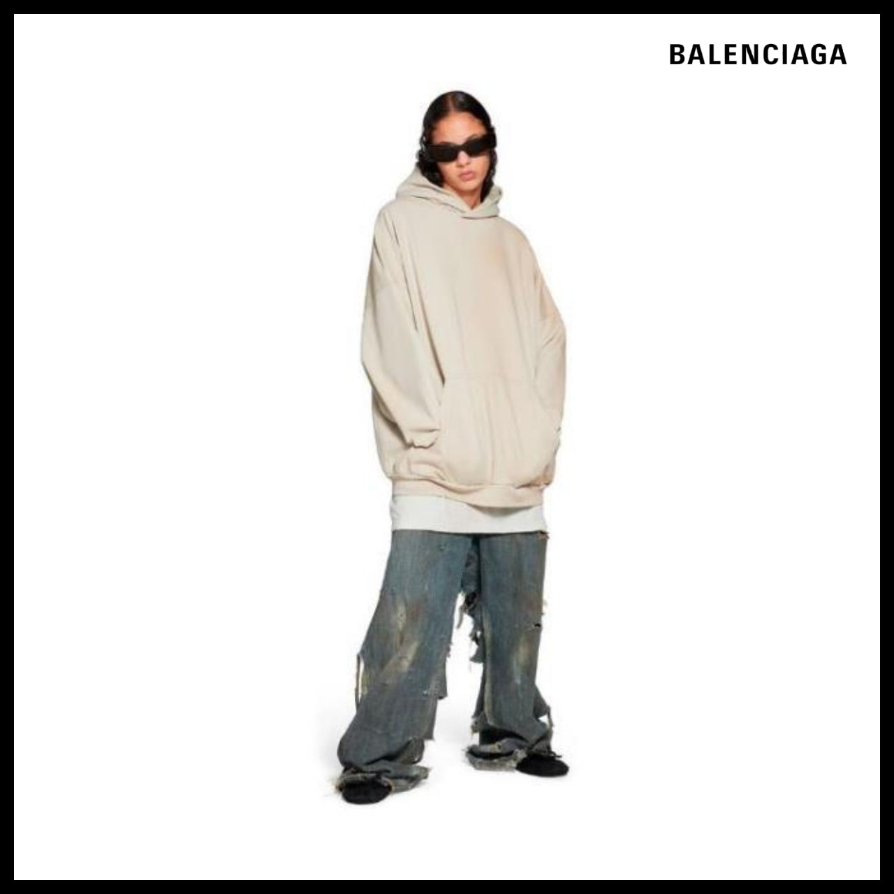 【BALENCIAGA】Oversized Hoodie Off White
