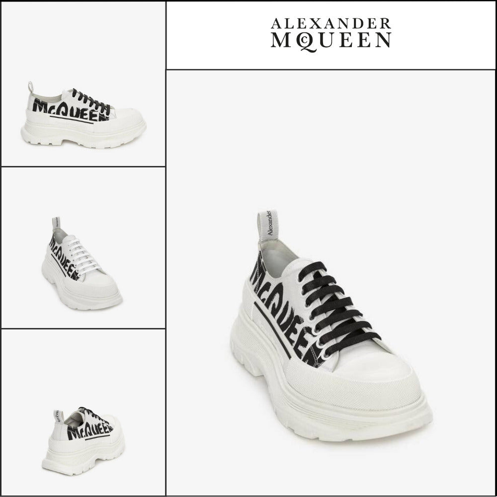 【Alexander Mcqueen】Tread Slick Lace-Up Sneakers OpticWhite