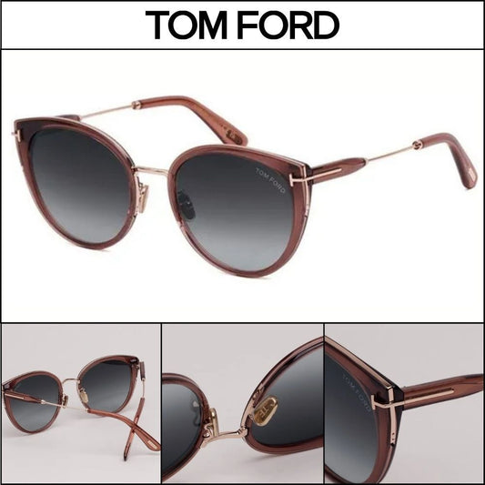 【TOM FORD】Cat-Eye Semi-Transparent Horn-Rimmed Sunglasses