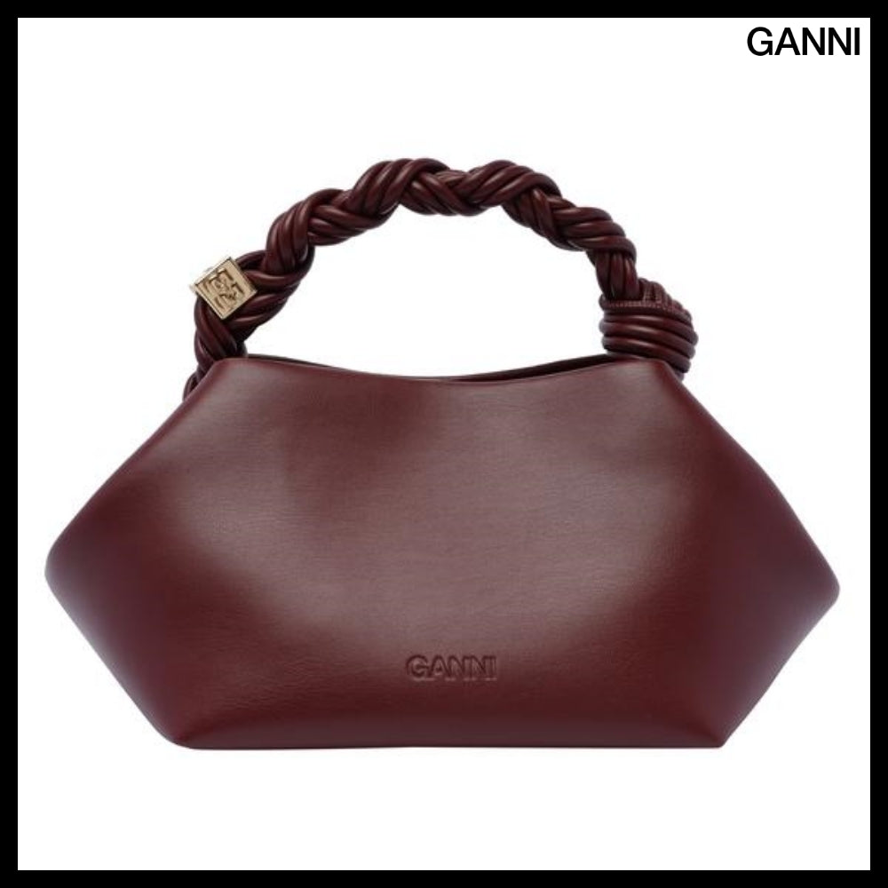 【GANNI】Burgundy Leather Shoulder Bag