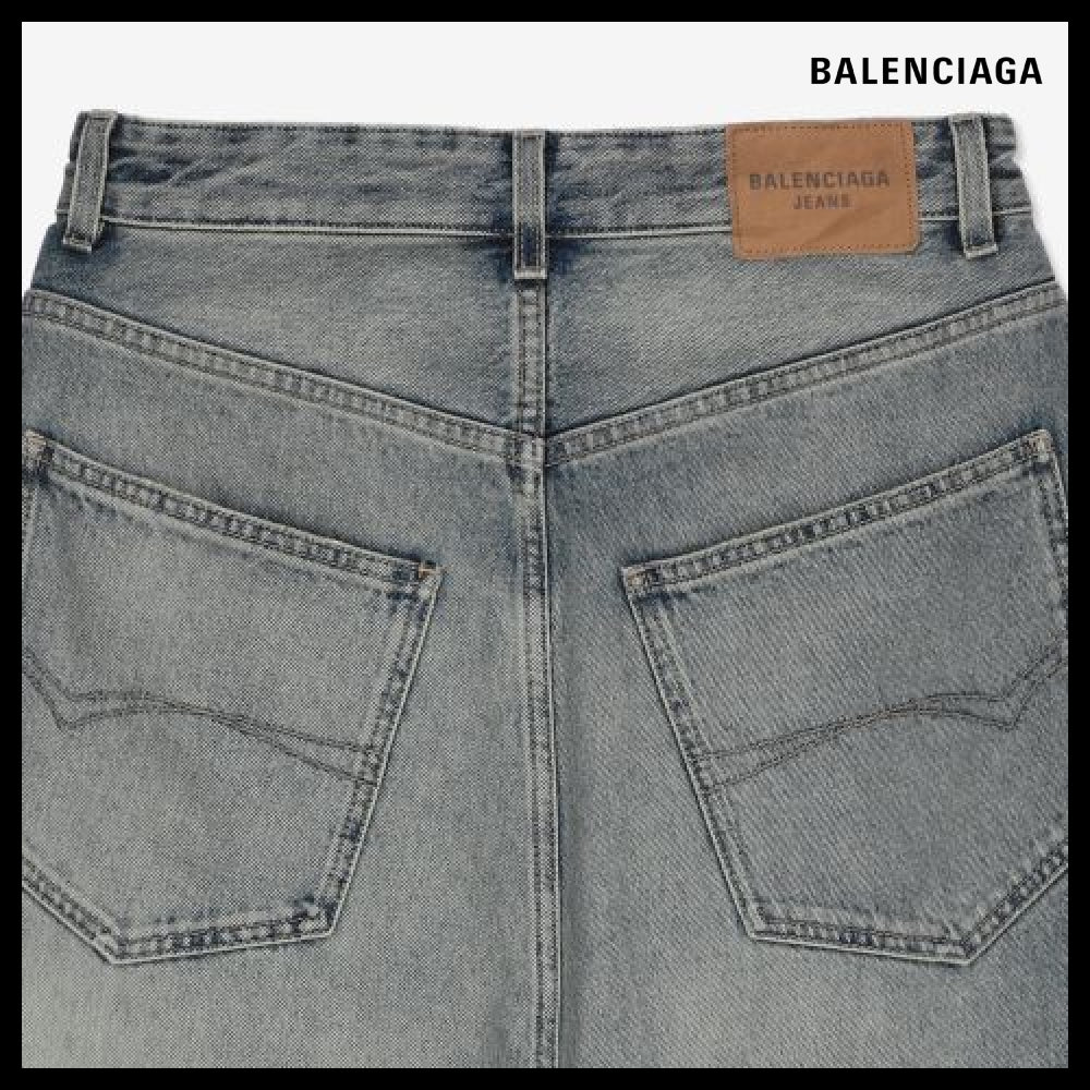 【BALENCIAGA】Low Crotch Denim Pants Blue Rust