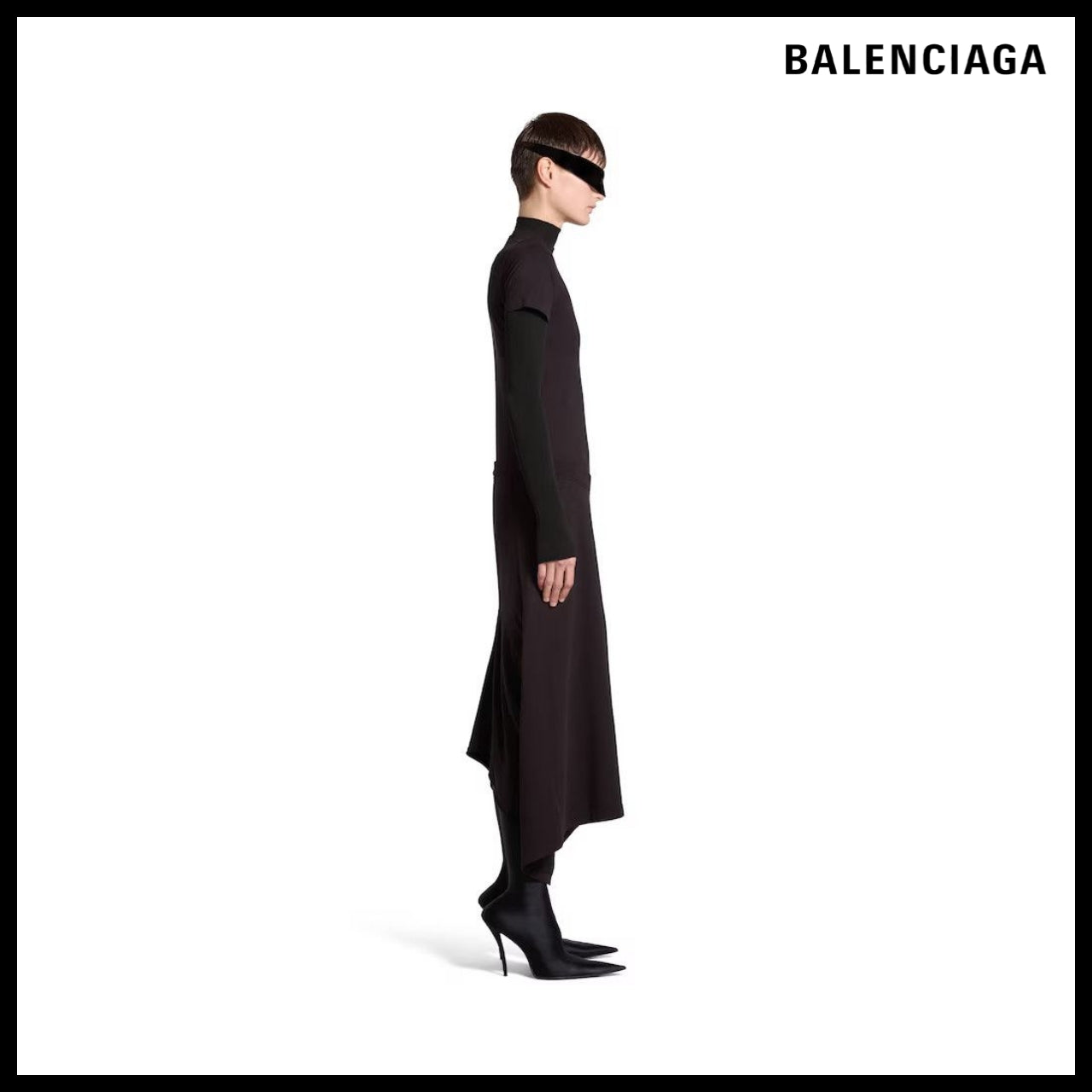 【BALENCIAGA】Patched T-Shirt Dress Black