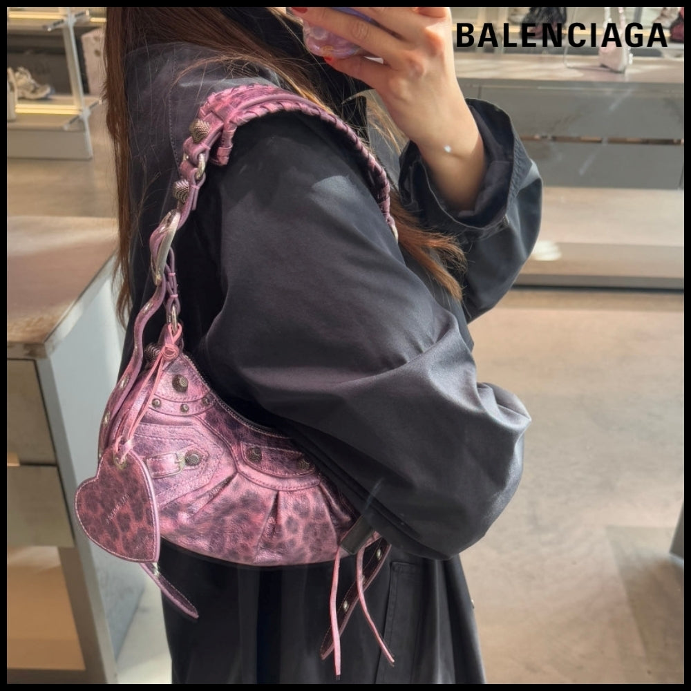 【BALENCIAGA】Le Cagole XS Shoulder Bag Pink Leopard