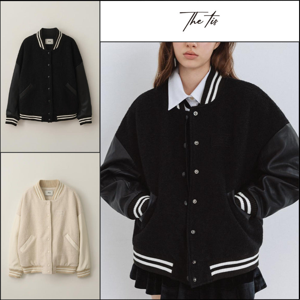 【The tis】Angel Pearl Varsity Jacket 2Colors